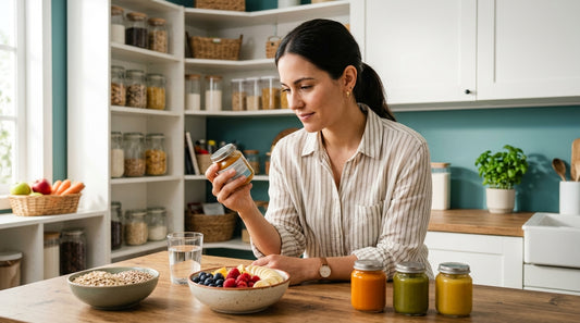 Parent checking baby food labels while learning FDA lead limits baby food guidance