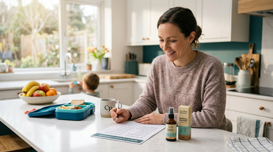Parent reviewing a Pure Zeo quality checklist for family mineral support
